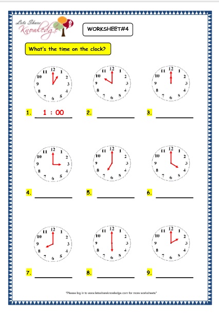  Telling the Time in Exact Hours Worksheet 