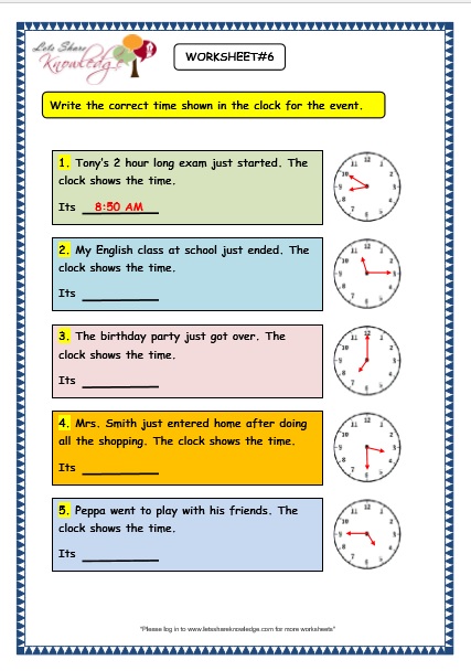grade 3 maths worksheets 8 4 reading the time in am and pm lets share knowledge