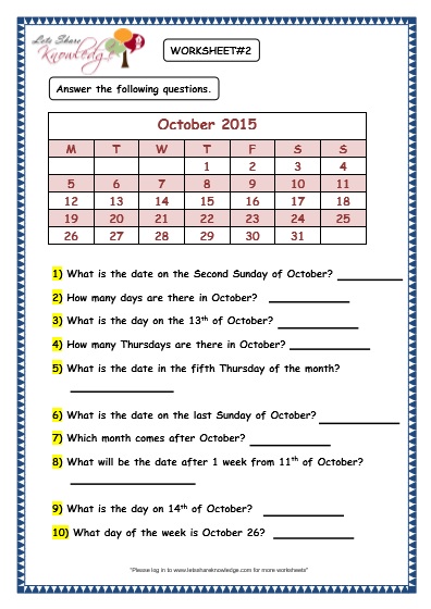 grade 3 maths worksheets 9 2 dates and days on calendar lets share knowledge