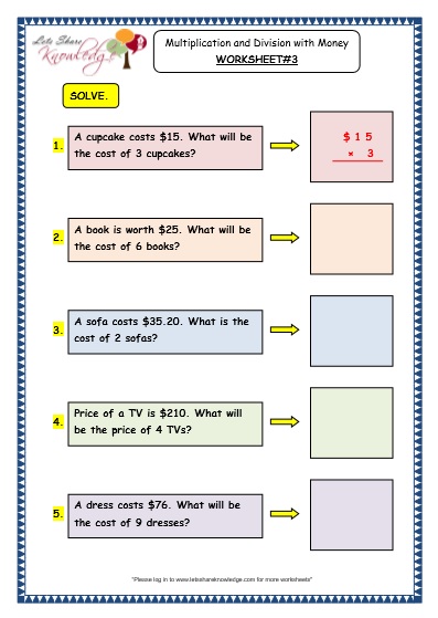  Multiplication and Division with Money Worksheets
