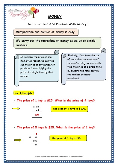  Multiplication and Division with Money
