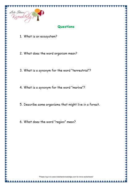  Questions worksheet