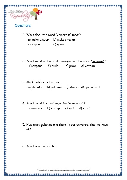 Comprehensions for Grade 3 (Ages 7 – 9) Worksheets Passage 24 – Lets ...