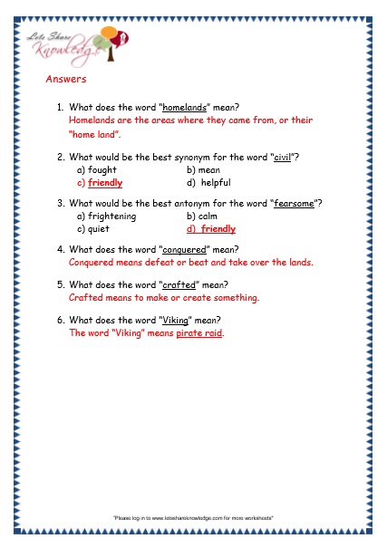 Comprehensions for Grade 3 (Ages 7 – 9) Worksheets Passage 25 – Lets
