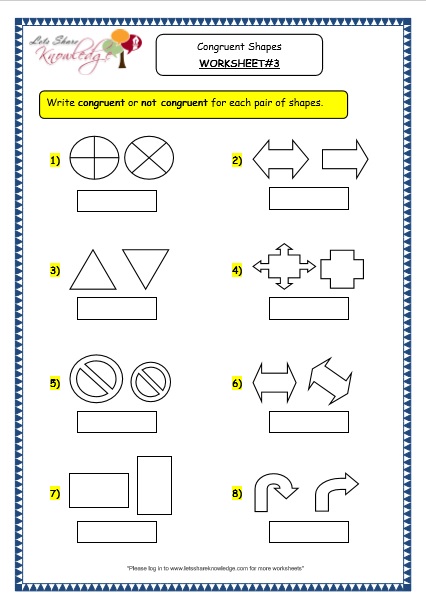  Geometry - Congruent Shapes Worksheets