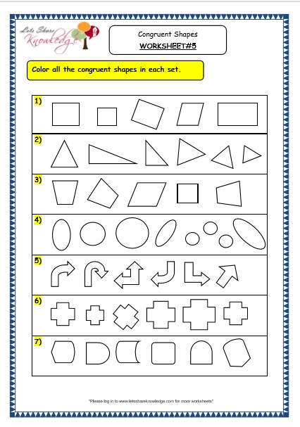  Geometry - Congruent Shapes Worksheet