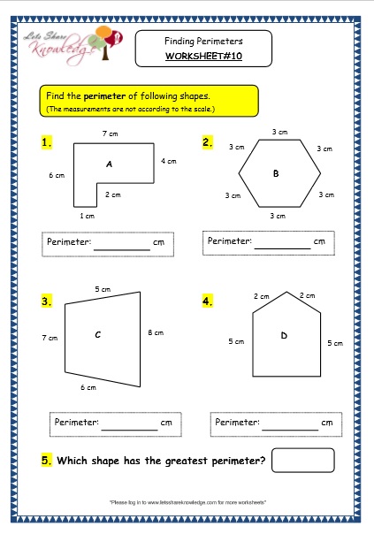 Grade 3 Maths Worksheets: (14.8 Geometry: Finding Perimeters) - Lets ...