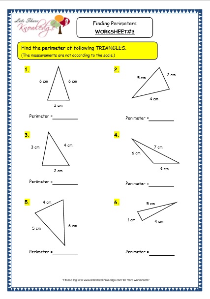 grade 3 maths worksheets 148 geometry finding perimeters lets