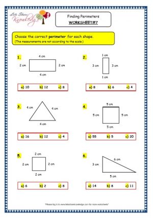 Grade 3 Maths Worksheets: (14.8 Geometry: Finding Perimeters)