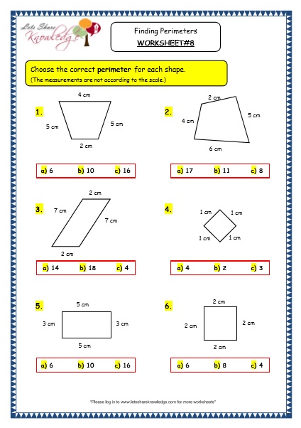  Geometry - Finding Perimeters Worksheet
