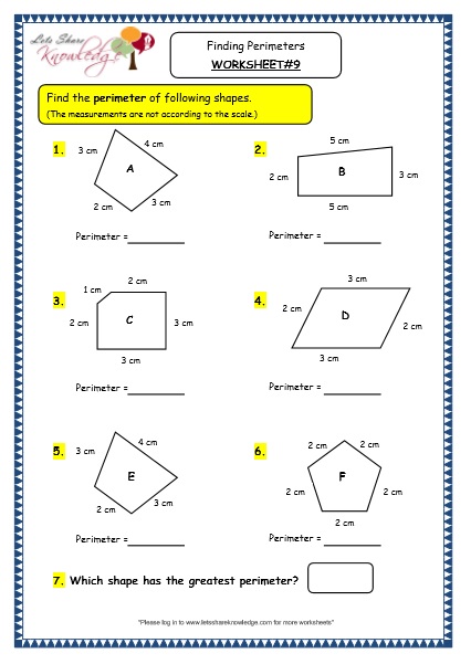  Geometry - Finding Perimeters Worksheet