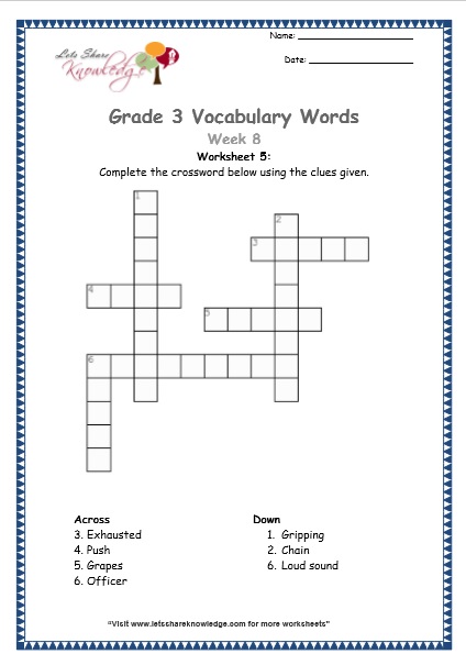  grade 3 vocabulary worksheets Week 8 worksheet 5