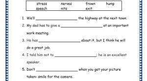 Grade 3: Vocabulary Worksheets Week 21 stress, speech, nerves, nits, frown, exit, hump
