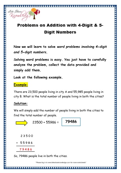  Problems on Addition with 4-Digit & 5-Digit Numbers