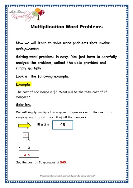 Multiplication Word Problems