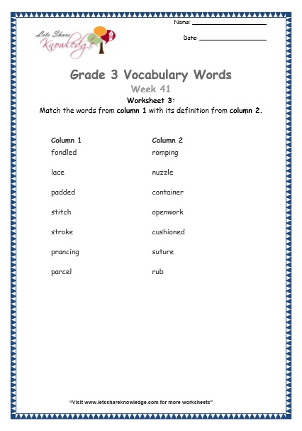  grade 3 vocabulary worksheets Week 41 worksheet 3