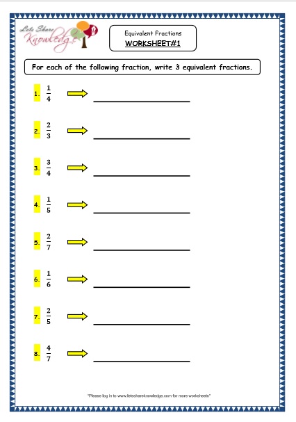  Equivalent Fractions Printable Worksheets Worksheet