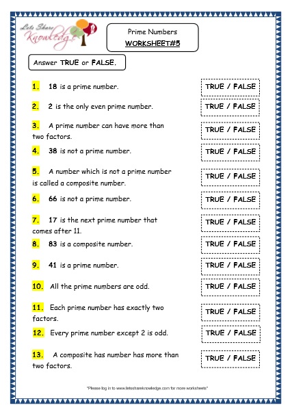  Prime Numbers Printable Worksheets Worksheet