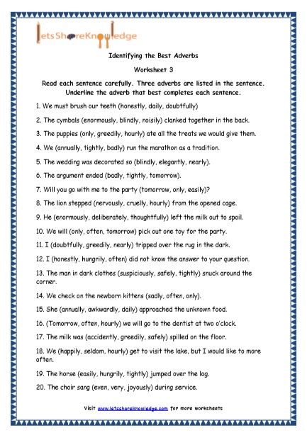  Adverbs and Adverbs of Degree Printable Worksheets Worksheets