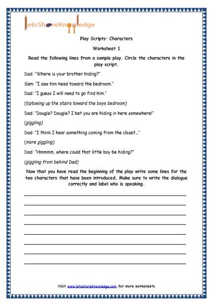  Play Script Printable Worksheets Worksheet