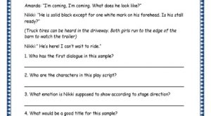 Grade 4 English Resources Printable Worksheets Topic: Play Scripts