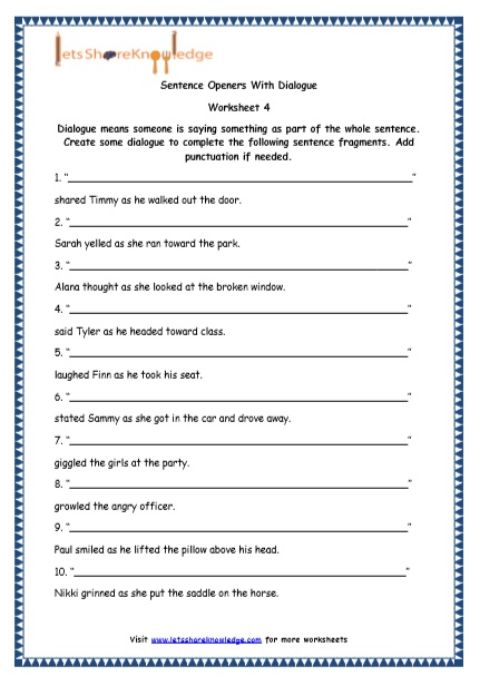  Sentence Openers Printable Worksheets Worksheet 
