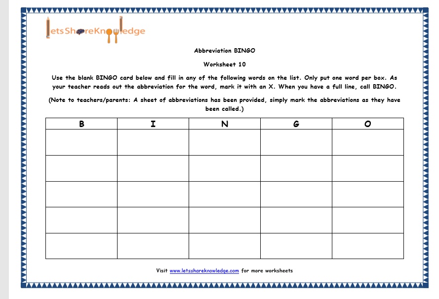  Abbreviations Printable Worksheets Worksheet