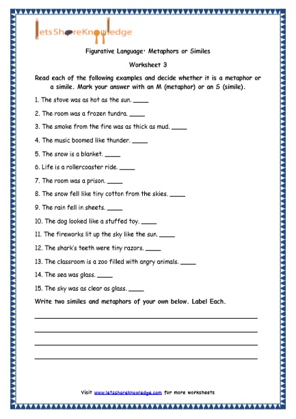  Figurative Language Printable Worksheets Worksheets