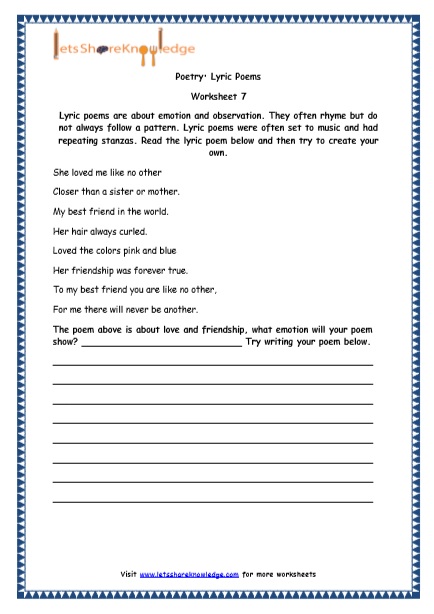  Poetry Printable Worksheets Worksheet