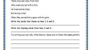 Grade 4 English Resources Printable Worksheets Topic: Poetry