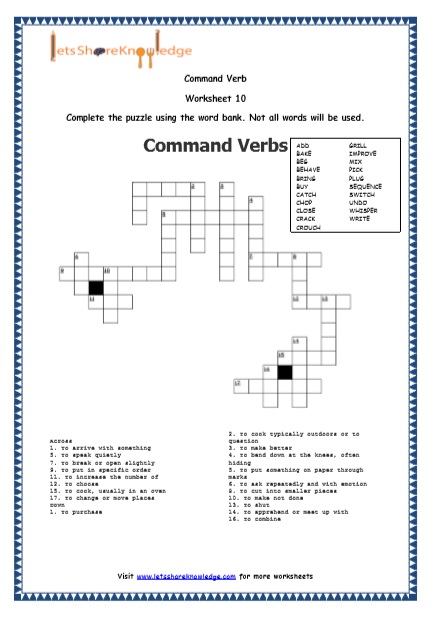 Command Verbs Printable Worksheets Worksheet