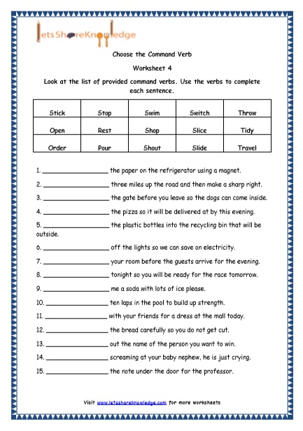  Command Verbs Printable Worksheets Worksheet 