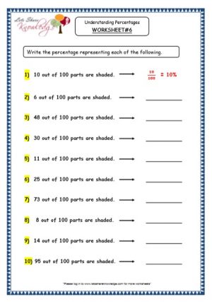 Grade 4 Maths Resources (4.1 Understanding Percentages Printable Worksheets)