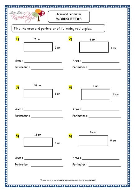 Geometry - Area and Perimeter Printable Worksheets Worksheets