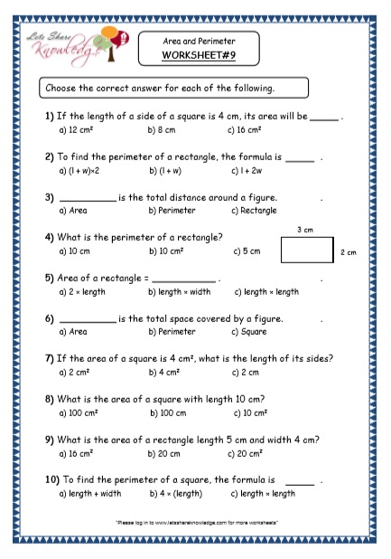 Grade 4 Maths Resources (8.3 Geometry – Area and Perimeter Printable ...