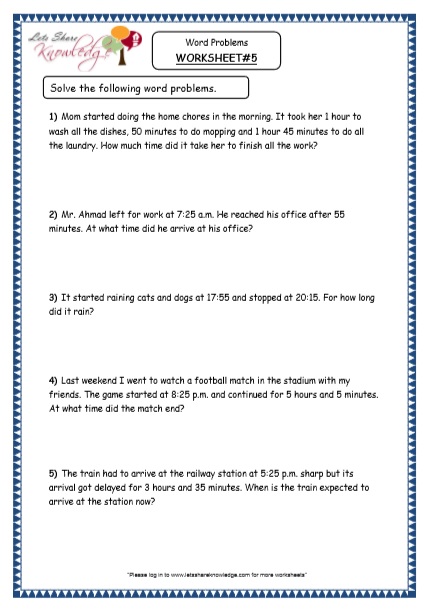 grade 4 maths resources 73 time word problems printable worksheets