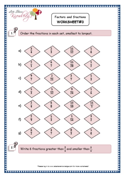  Factors and Fractions Printable Worksheets Worksheets