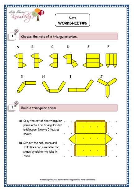 grade 5 maths resources nets of 3d shapes printable worksheets lets share knowledge