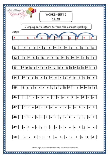  Kindergarten Jumping onto Letters words in Sentences Printable Worksheets Worksheet