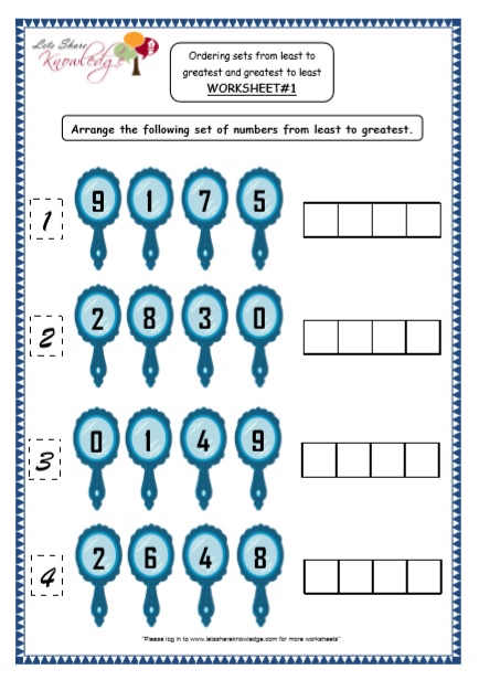 kindergarten ordering numbers printable worksheets lets share knowledge