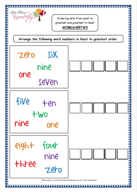 Kindergarten Ordering Numbers words in Sentences Printable Worksheets Worksheets