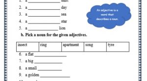 grade 1 adjectives grammar printable worksheets