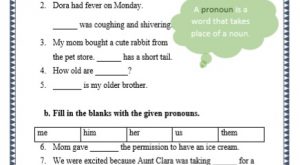 grade 1 pronouns grammar printable worksheet