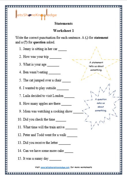 Printable Worksheets For Grade 1
