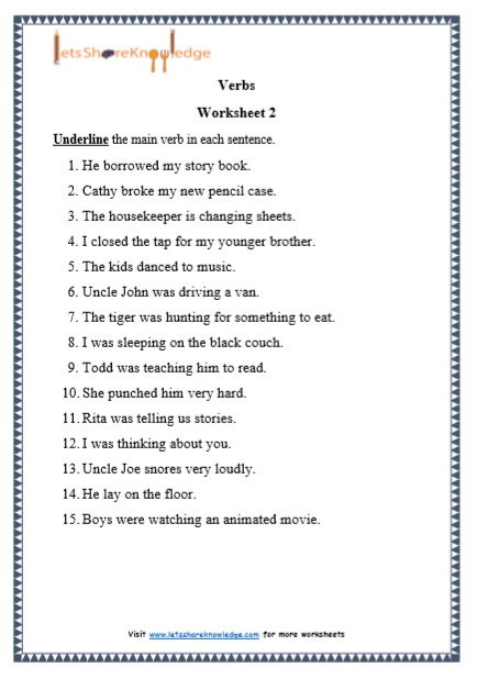 grade 1 grammar verbs printable worksheets lets share knowledge