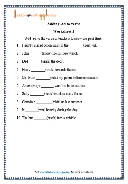 Adding Ed And Ing Worksheet