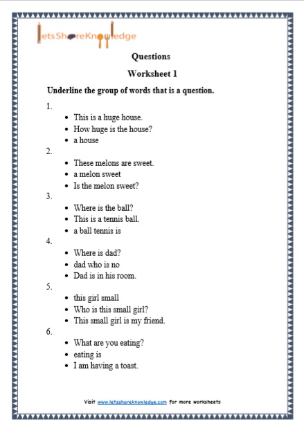 grade 1 grammar questions printable worksheets lets share knowledge