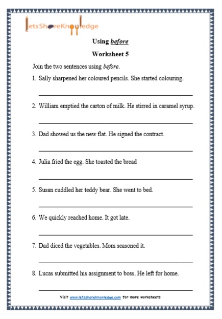 grade 1 grammar using before printable worksheets lets share knowledge