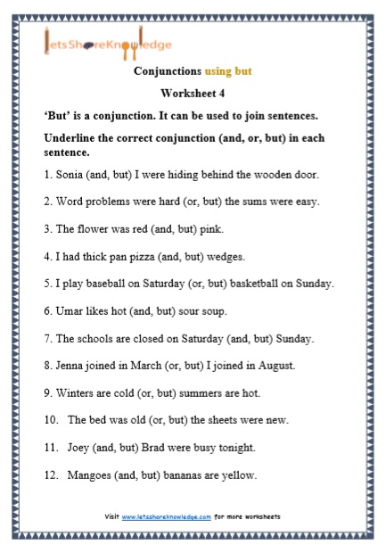 Conjunctions Worksheet K5 Learning Using Conjunctions Worksheets For 