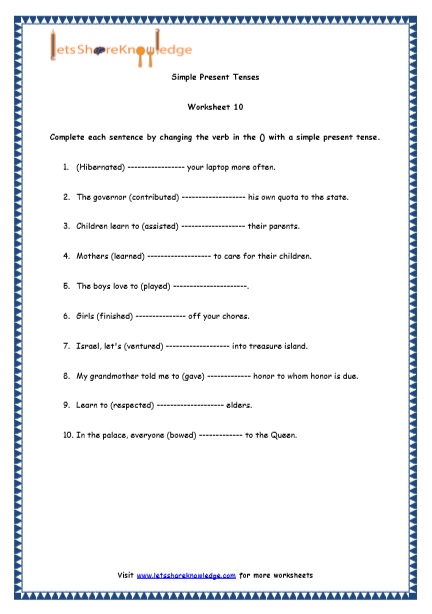  Simple Present Tenses Printable Worksheets Worksheet